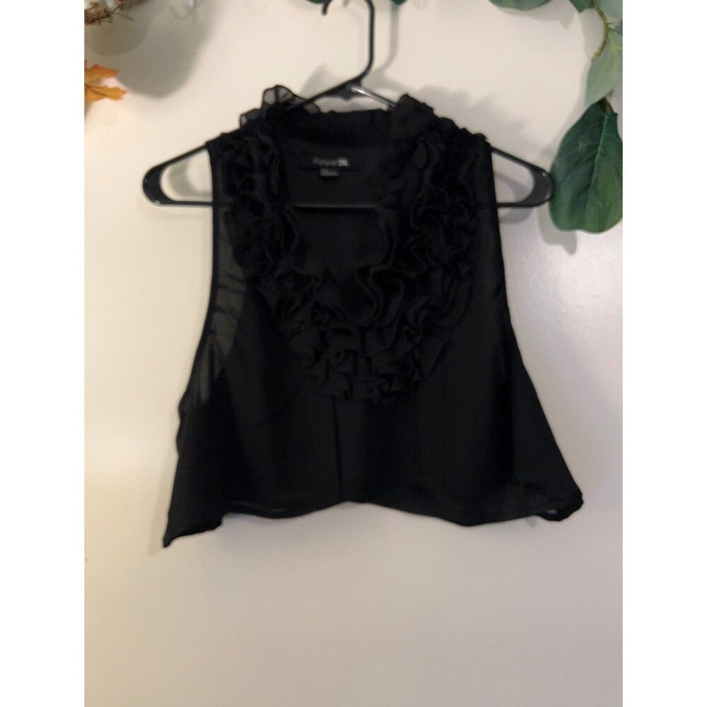 Ruffle Lightweight Blouse~ Women’s~ Chiffon Tank Top Coquette Y2K Size L - Picture 3 of 12